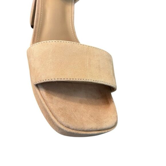 Steve Madden Womens 9.5 Mercerr Buckle Ankle Strap Sandals Tan Suede Block Heel - Picture 11 of 11